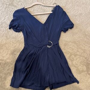 Zara Navy Blue Dress with Belted Waist
